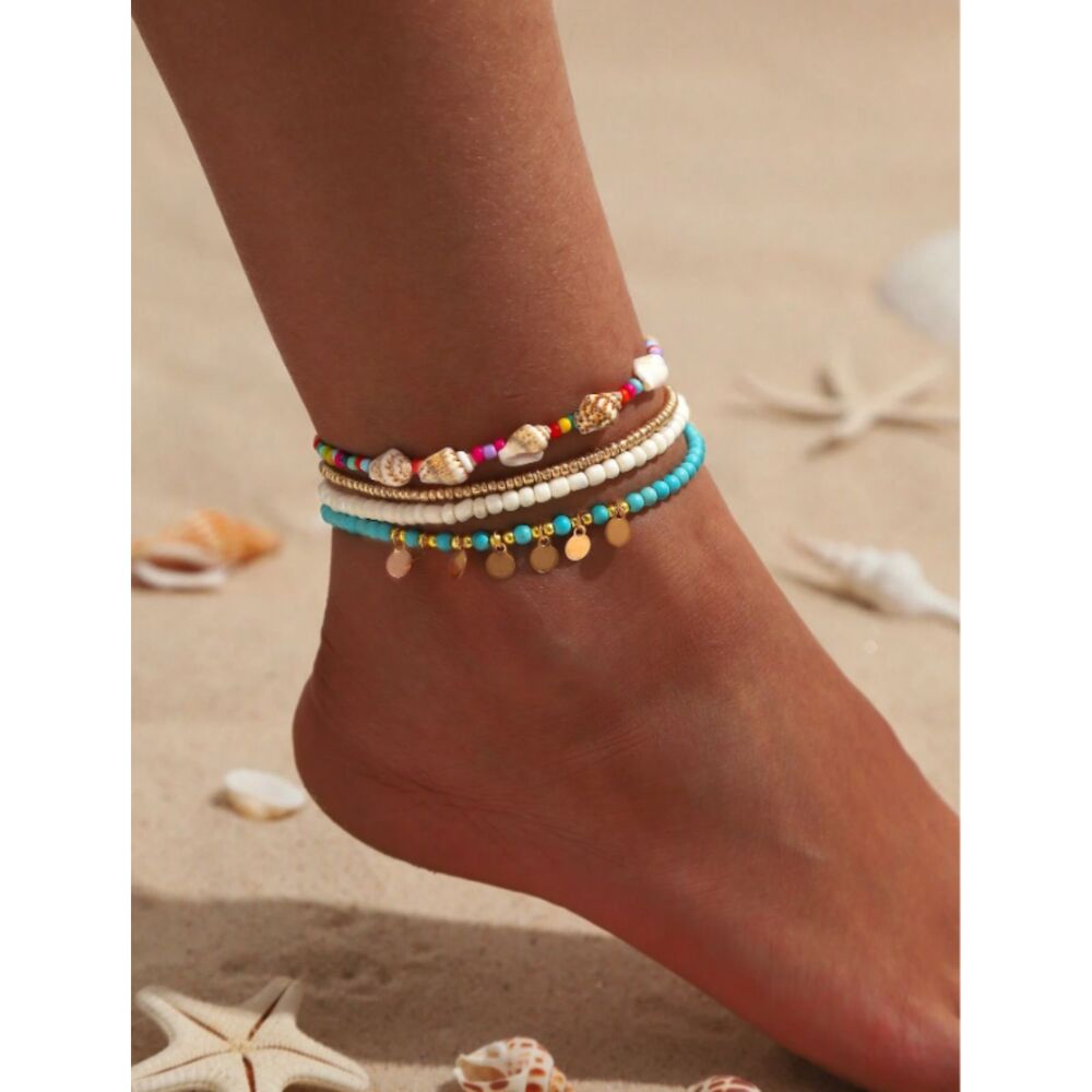 New Boho Beach Anklet with Starfish, OS